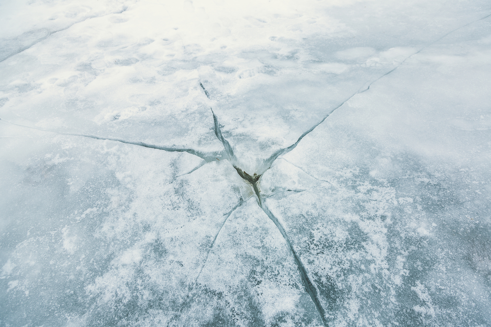 ice crack in ground