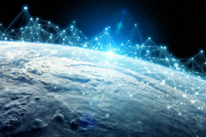 Global datas exchanges and futuristic connections system over the globe 3D rendering elements of this image furnished by NASA